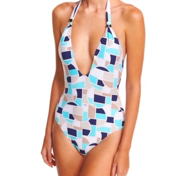 “TRINA TURK” Disco Deco Halter Neck Bathing Suit - Picture 3 of 16